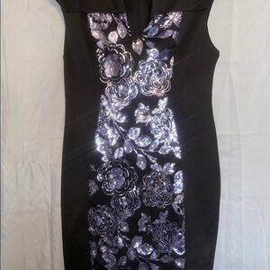 Elegant Black and Silver Floral Dress